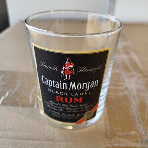 Captain Morgan Black Label Rum tumbler glass GUC SEE PICTURES